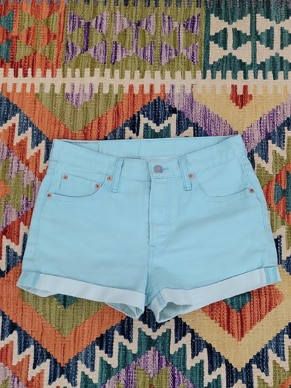 Levi’s 501 Button Fly Shorts - Aqua - 29" Waist